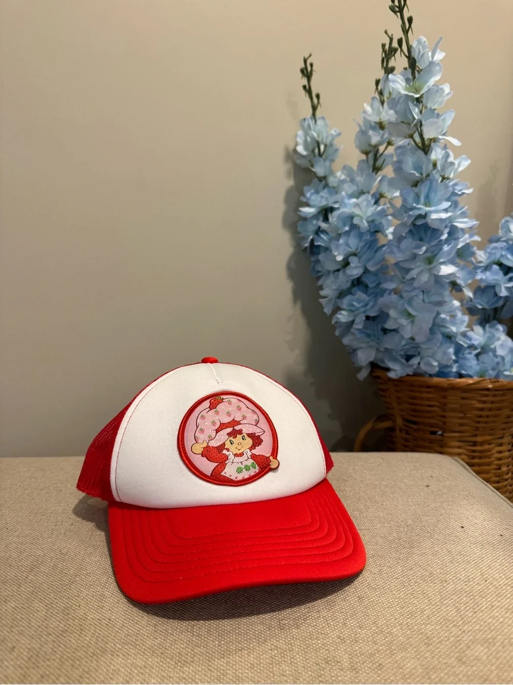 Red & White Strawberry Shortcake Patch Trucker Cap Hat